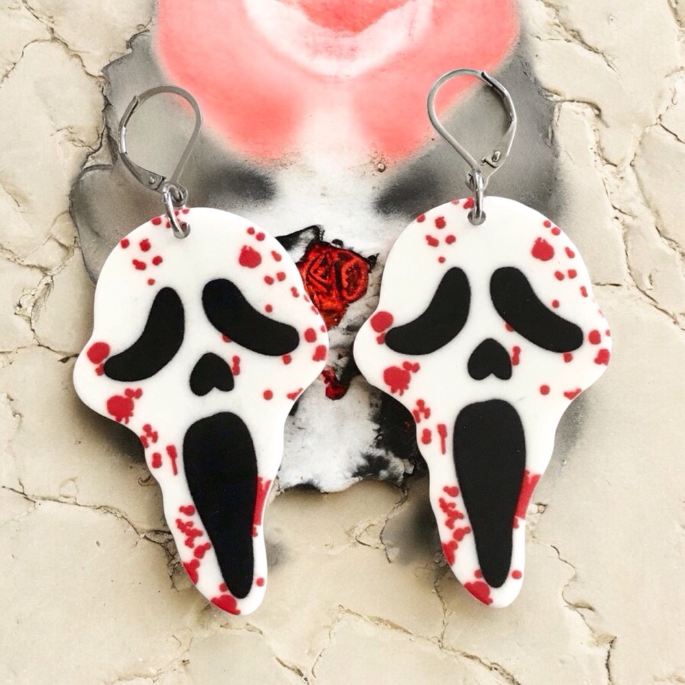 🆕 Ghost Face Scream Earrings LAST PAIR Resin/Stainless Steel